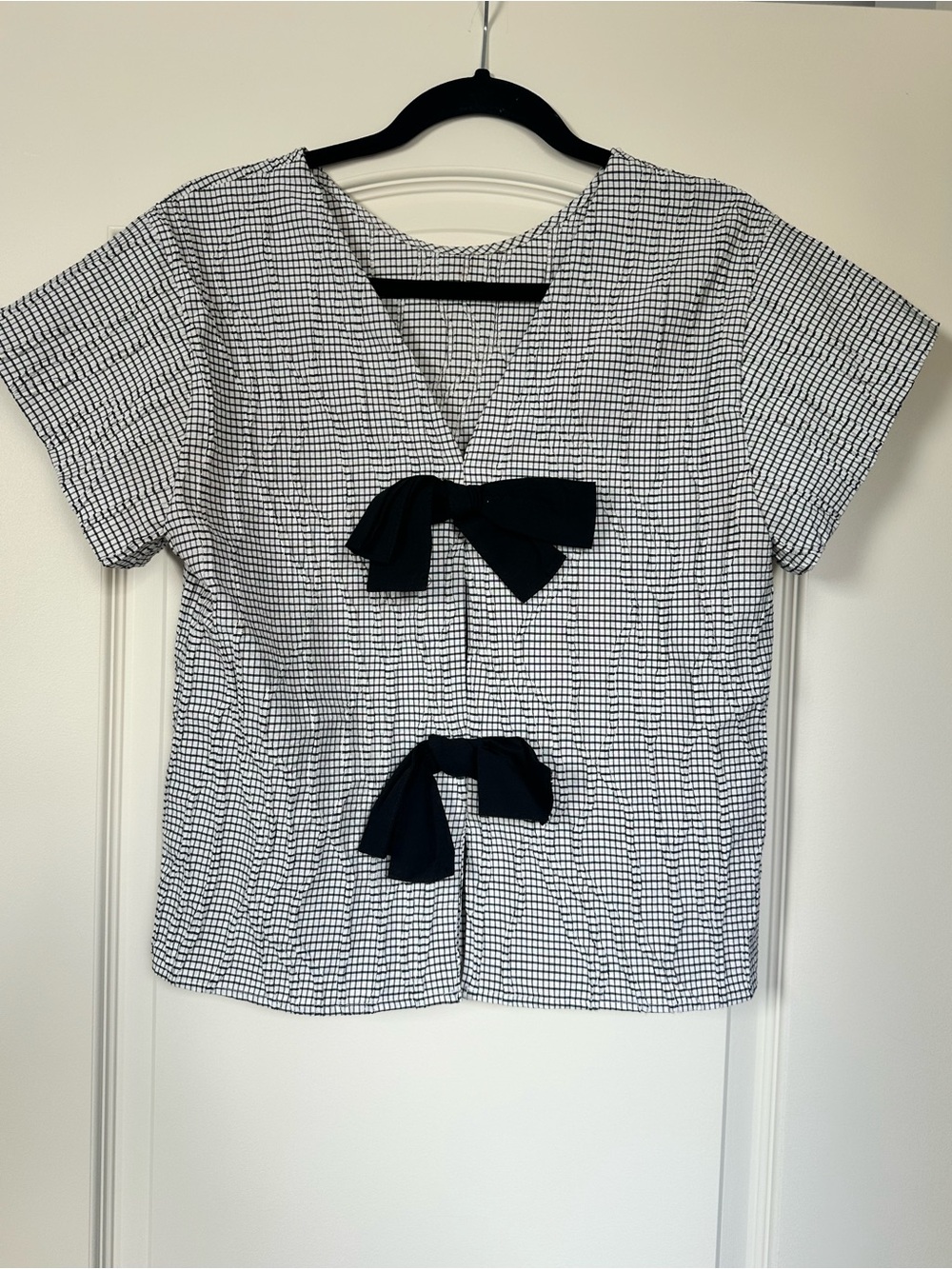 Zara Black & White Grid Short Sleeve Tee
